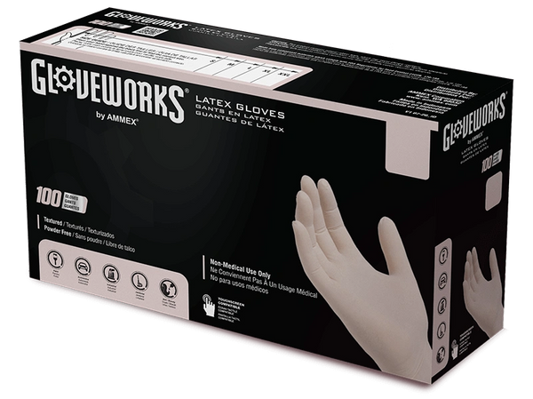 GloveWorks Industrial Ivory Powder-Free Latex Gloves(100/Box