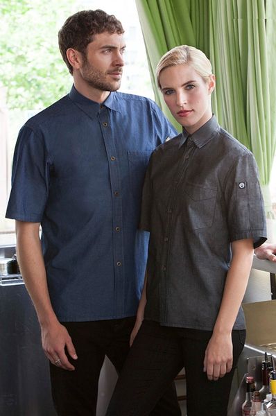 Chef Works Men's Detroit Short Sleeve Denim Shirt