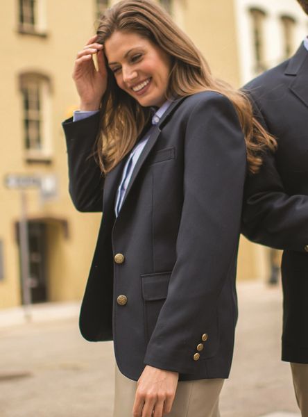 Ladies navy blazer sales with gold buttons