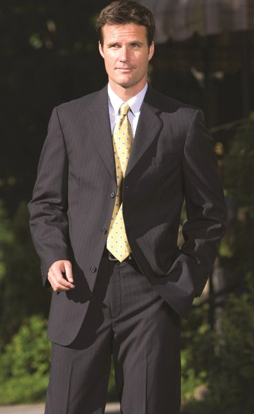 Mens Black Pinstripe Suit