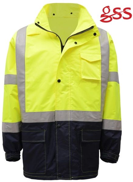 GSS Safety [6003] Premium Hooded Rain Jacket Black Bottom | Hi ...