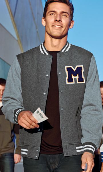 Fleece deals letterman jacket