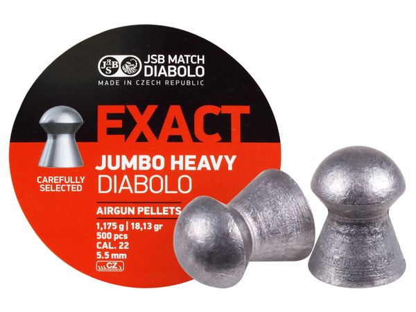 JSB Match Diabolo Exact Jumbo Heavy .22 Cal, 18.13 Grains, Domed, 500ct