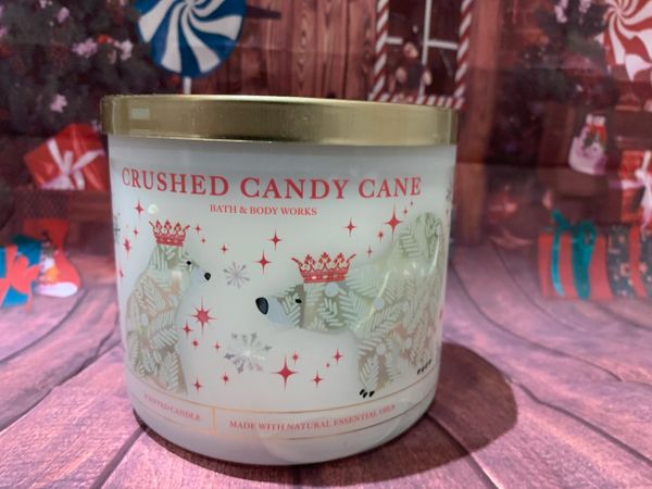 Bath Body Works Crushed Candy Cane 3 Wick Candle Village Candle Addicts