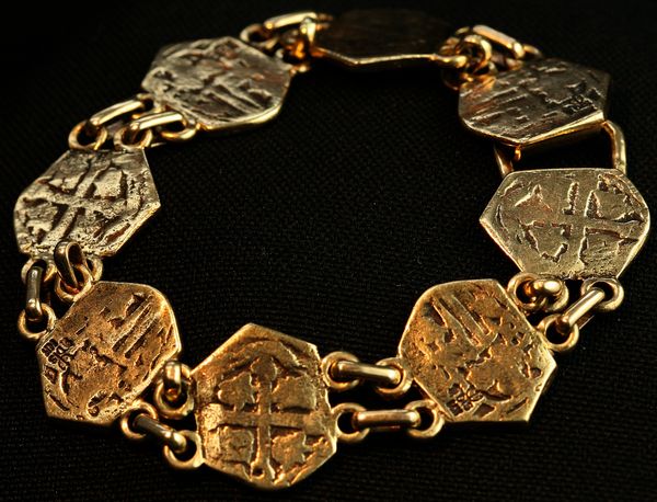 Reale Bracelet, 7 Spanish 1 Reale replica in 14 Karat Gold