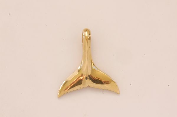 14K Gold Whale Tail Pendant - Medium Size