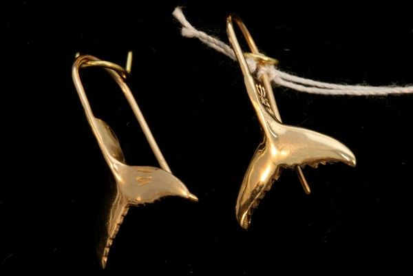 Whale Tail Gold Earrings - Size Small