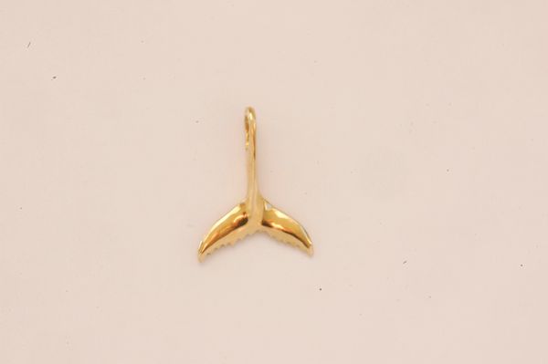 14K Gold Whale Tail Pendant - Size Small