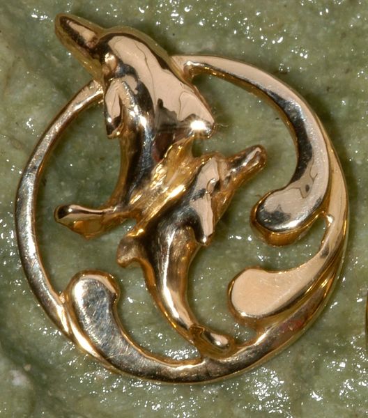 14K Gold Dancing Dolphins - Large Size