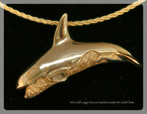14K Gold Orca Pendant