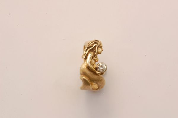 Mermaid Ring with Clear Stone, in 14 Karat Gold