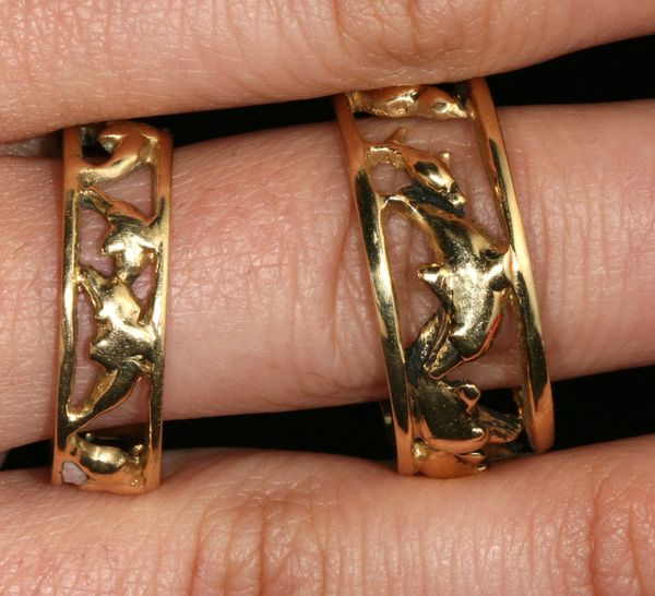 Dolphin Ring Bands in 14K Gold - Large