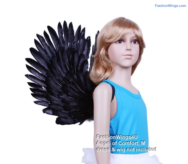 Angel of Comfort, Medium, Black feather wings (Duo Use pointing up or down)