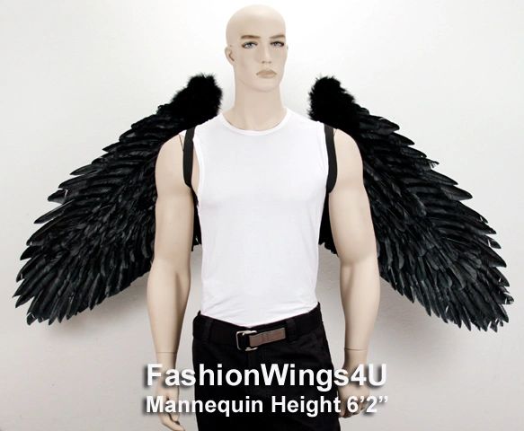 Angel of Destiny, XXXLarge, Black feather wings (Duo Use pointing up or down)
