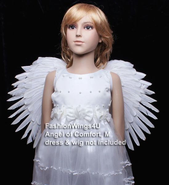 Angel of Comfort, Medium, White feather wings w/halo (Duo Use pointing up or down)