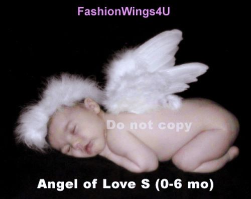 Angel of Love, Small, White feather wings w/halo