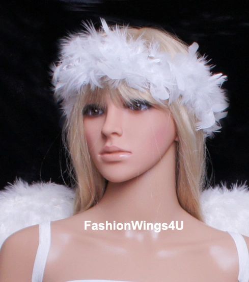 White Feather Elastic Halo for Teens and Adults