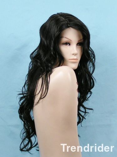 Black Curly Side Part Long Wig