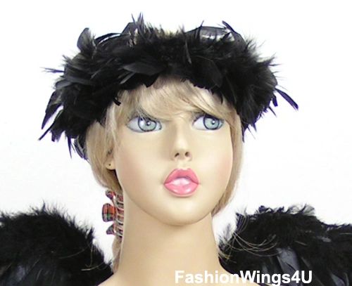 Black Feather Elastic Halo for Teens and Adults