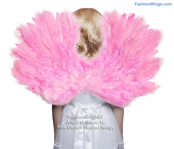 Angel of Grace, Medium, Pink Ostrich feather wings