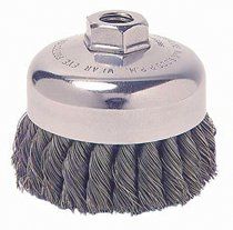 Wire Brush, Knot Wire Cup Wire Brush, Threaded Arbor, 4"