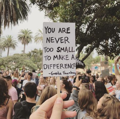 Sign being held up at Climate Strike on 9/27/19...