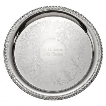 Embossed silver plated tray