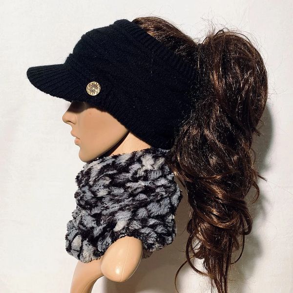 Winter cap cheap with ponytail hole