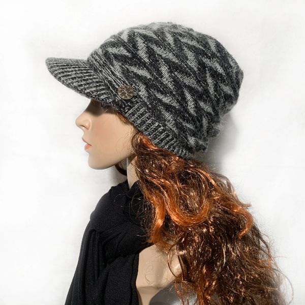 Black Mix Beanie | Ponytail Hat | Knit Winter Hat With Ponytail