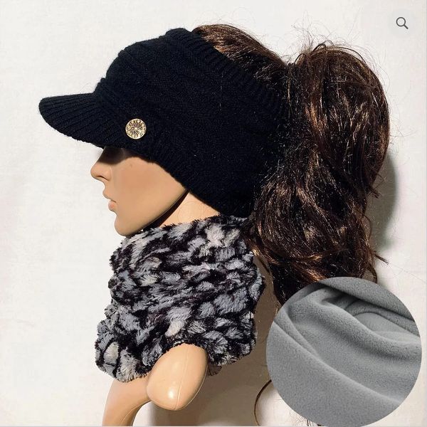 Fleece hat with ponytail hot sale hole