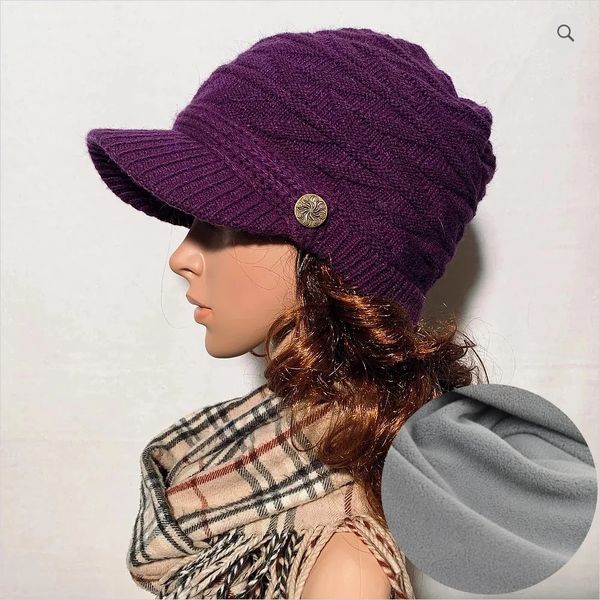 Purple Fleece Lined Beanie