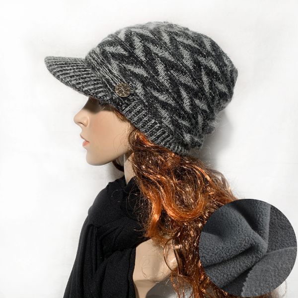 Black knit hat with brim online