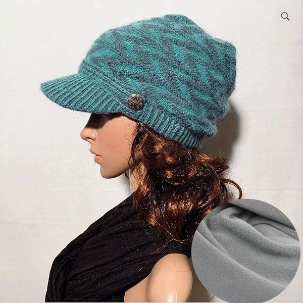 Charcoal Teal Fleece Lined Beanie