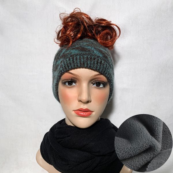 Fleece Lined Headband Brown Teal