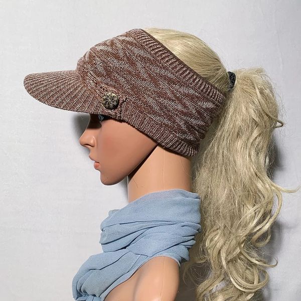 Lightweight Ponytail Hole Visor Hat Wide Brim Shawl Design