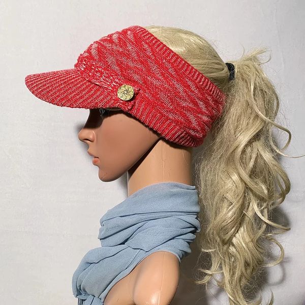 Red mix Summer Visor, Ponytail Hat