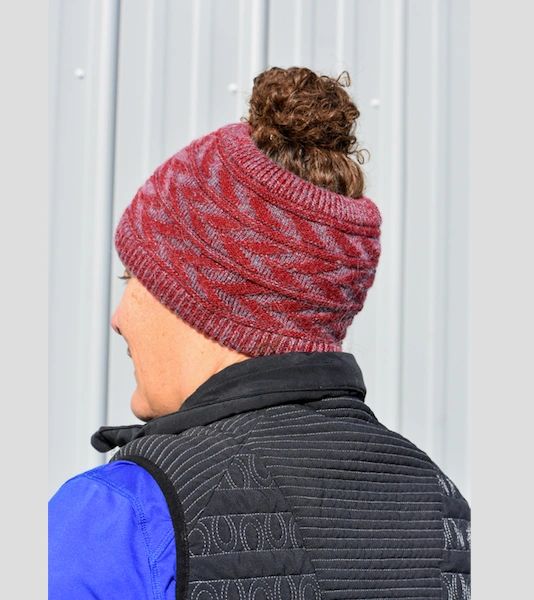 Fleece Lined Headband Burgundy Blue Mix