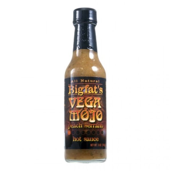 Bigfat's Vega Mojo Peach Serrano Hot Sauce 5 OZ. (3 Pack)