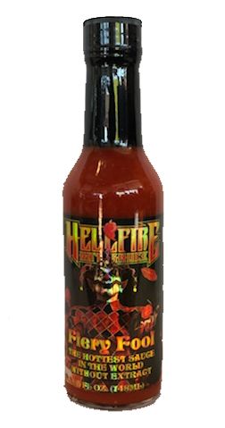 Hellfire Hot Sauce Fiery Fool - The Hottest Sauce In The Universe Without Extract 5 OZ. (3 pack)