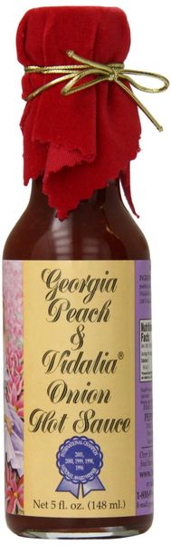 Georgia Peach and Vidalia Onion Hot Sauce with Red Velvet Top 5 OZ.