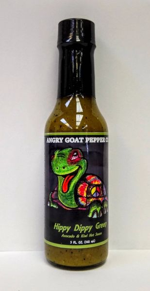 Angry Goat Pepper Co. Hippy Dippy Green Avocado & Kiwi Hot Sauce 5OZ.