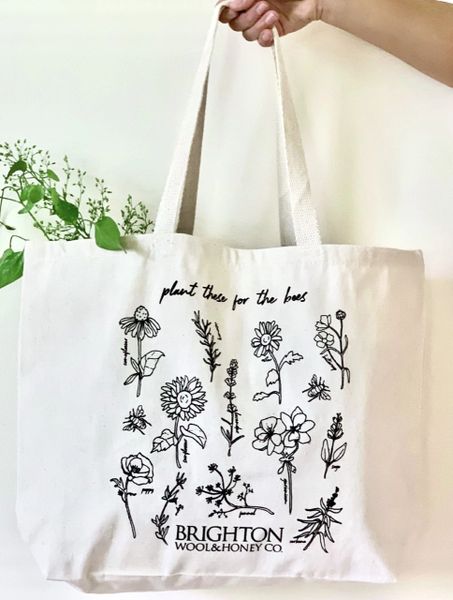 Plant These for the Bees Jumbo Cotton Canvas Tote - ON SALE!!!