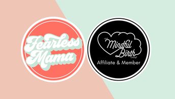 image shows Fearless Mama logo alongside The Mindful Birth Group member affiliate teacher logo