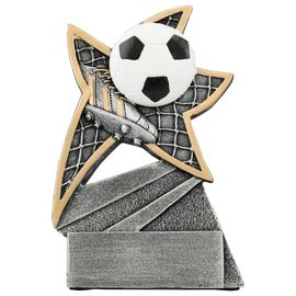 SOCCER FUTBOL THREE DIMENSIONAL TROPHY RESIN AWARD 6 1/4 TALL M~RF6013 ^