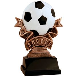 SOCCER FUTBOL THREE DIMENSIONAL TROPHY RESIN AWARD 6 1/4 TALL M~RF6013 ^