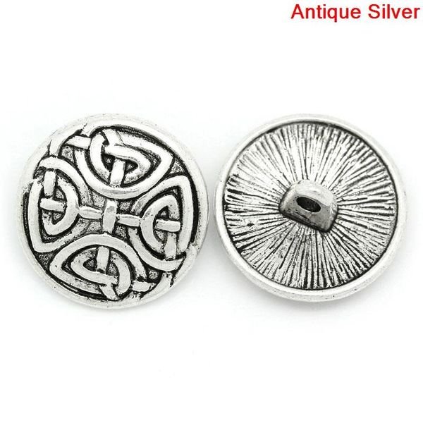 17mm The Bead and Button Box 6 Antique Silver Coloured Carved Knot Design Metal Buttons crafts and home decor projects. scrapbook Ideal for sewing