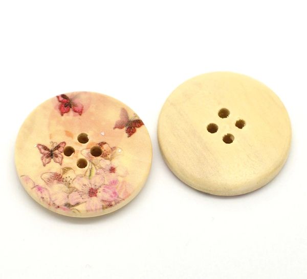 The Bead and Button Box - 10 Tiny Butterfly and flower Wooden Buttons. 30mm. Great for sewing, home decor, Button art, knitting, crochet, Card making and other crafts