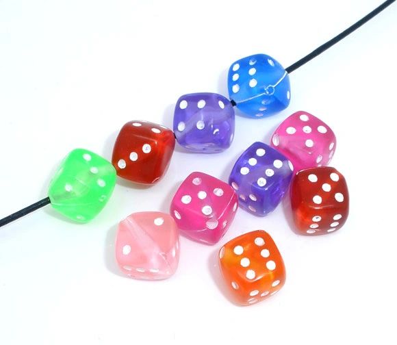 The Bead and Button Box - 100 Mixed Coloured dice Acrylic Cube Beads 8x8mm. Ideal for jewellery making, dangles, handbag charms and lots of other crafts