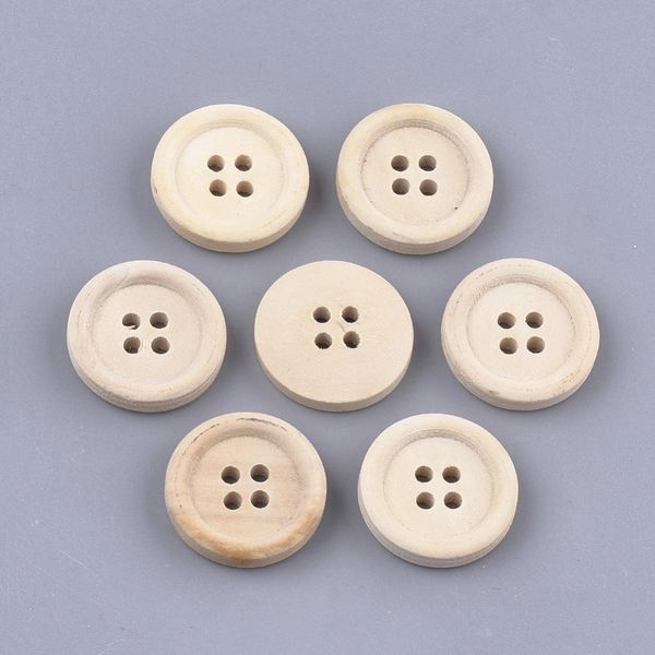 10 Wooden Natural Un dyed Round Sewing Buttons 25mm. Ideal to paint, varnish or decorate