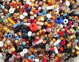 The Bead and Button Box - 40g over 1000+ Mixed Glass Seed & Bugle Beads 2-7mm Jewellery Making Sewing Bead Art